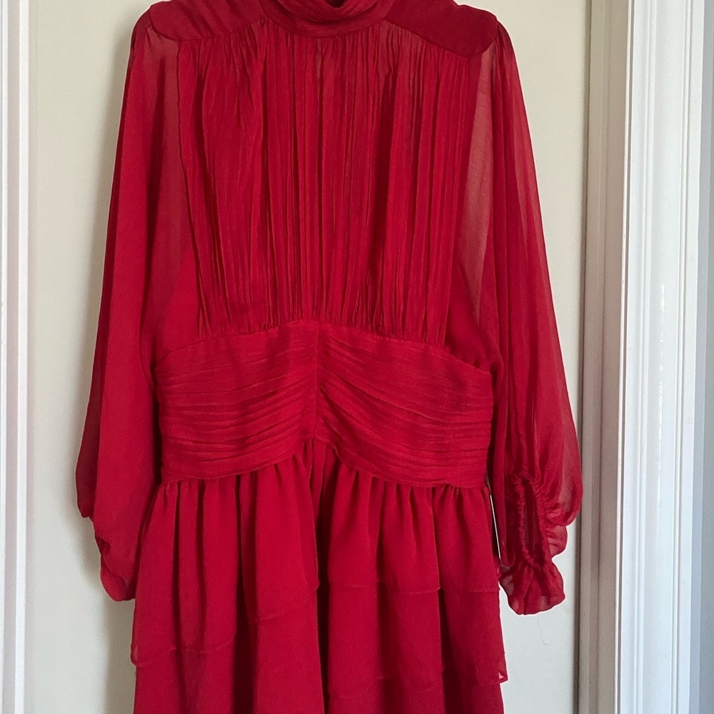 Express Vibrant Red Pleated Dress